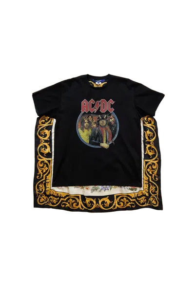 Junya Watanabe Man Ac/dc Printed Caped Tee Black In Multi