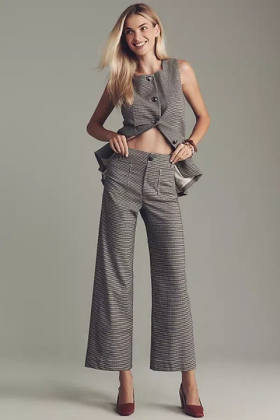 The Colette Collection By Maeve The Colette Houndstooth Crop Wide-leg Trousers By Maeve In Multi