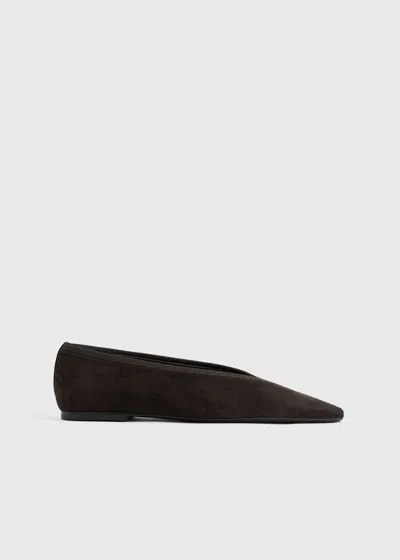 Totême Minimalist Suede Ballerinas Pepper In Black