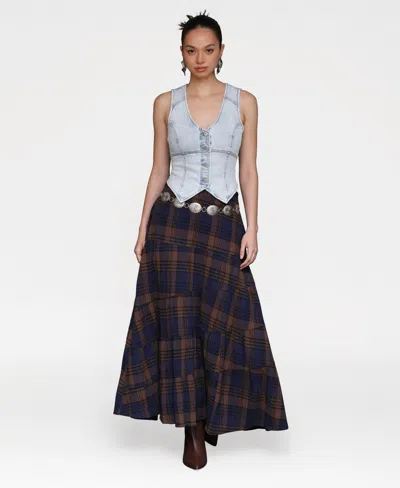 Avec Les Filles Women's Fitted Peak Hem Vest In Blue