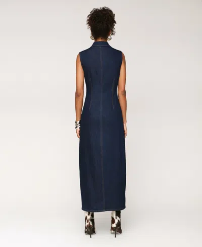 Avec Les Filles Women's Sleeveless Long Shirtdress In Blue