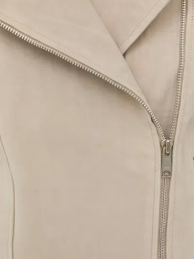 Bruuns Bazaar Asymmetrical-zip Suede-leather Jacket In Neutral