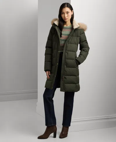 Ralph Lauren Women's Faux-fur Hooded Puffer Coat In Green