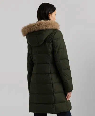Ralph Lauren Women's Faux-fur Hooded Puffer Coat In Green