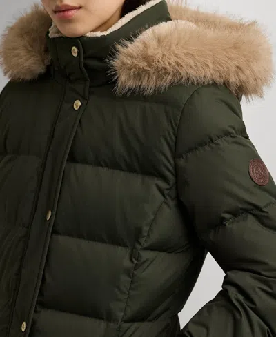 Ralph Lauren Women's Faux-fur Hooded Puffer Coat In Green