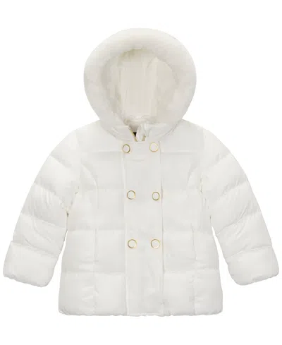 S Rothschild & Co Baby Girls Double Breasted Puffer Jacket In White