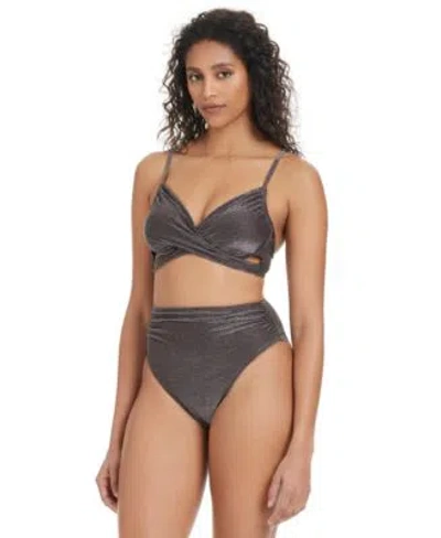 Bar Iii Womens Shimmer Core Underwire Bikini Top Bottoms Exclusively At Macys In Gray
