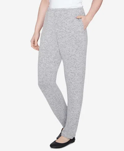 Ruby Rd. Petite Pull On Cozy Hatchi Pants In Gray