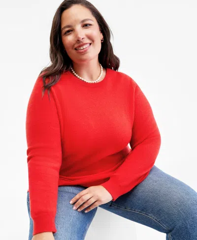 Charter Club Plus Size 100% Cashmere Crewneck Sweater, Macy's Exclusive In Red