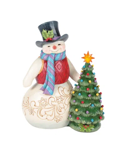 Jim Shore Snowman With Vintage Led Tree In Multi