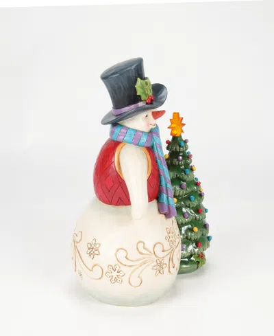 Jim Shore Snowman With Vintage Led Tree In Multi
