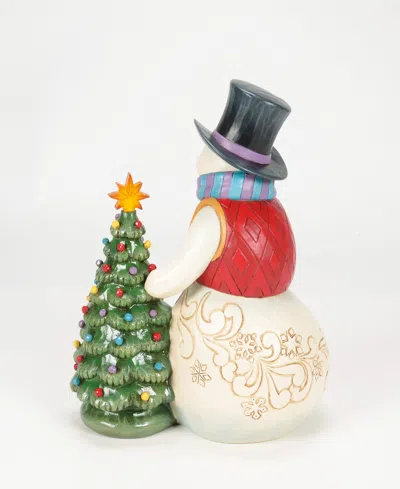 Jim Shore Snowman With Vintage Led Tree In Multi