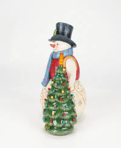 Jim Shore Snowman With Vintage Led Tree In Multi