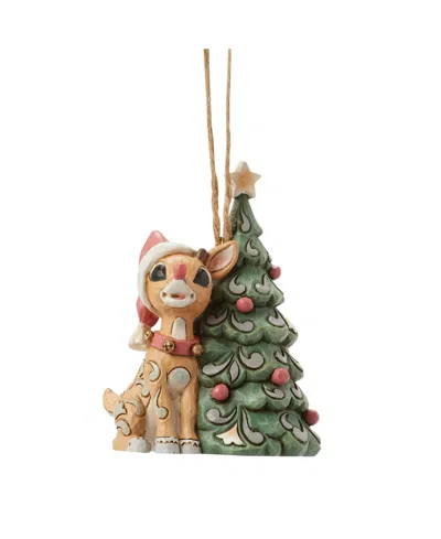 Jim Shore Woodland Rudolph With Tree Hanging Ornament In Multi
