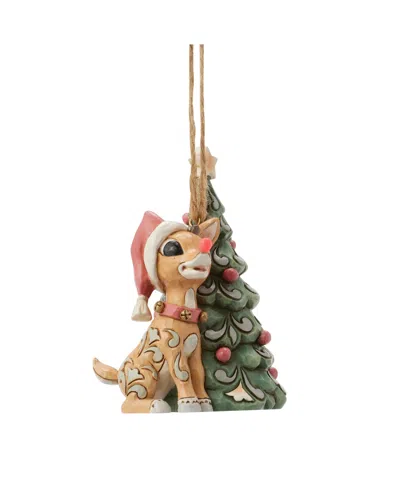Jim Shore Woodland Rudolph With Tree Hanging Ornament In Multi