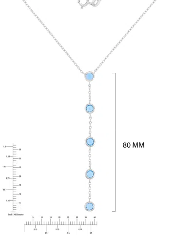 Macy's Blue Cubic Zirconia Bezel Lariat 18" Lariat Necklace In Sterling Silver In Metallic