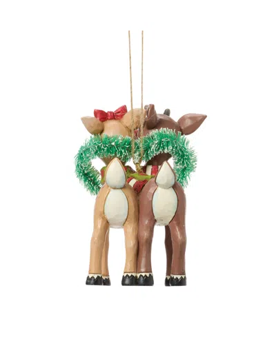 Jim Shore Rudolph And Clarice Heart Hanging Ornament In Multi
