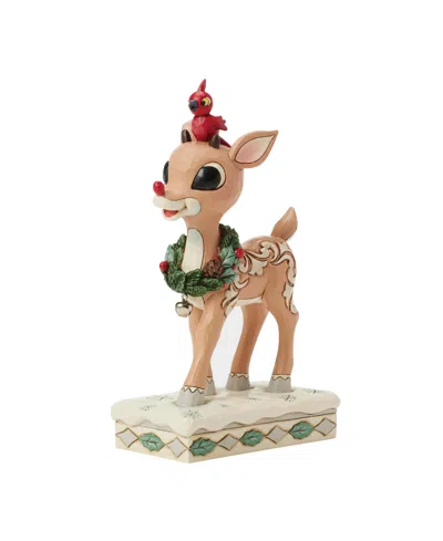 Jim Shore Woodland Rudolph With Red Bird Figurine In Multi
