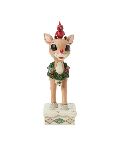 Jim Shore Woodland Rudolph With Red Bird Figurine In Multi