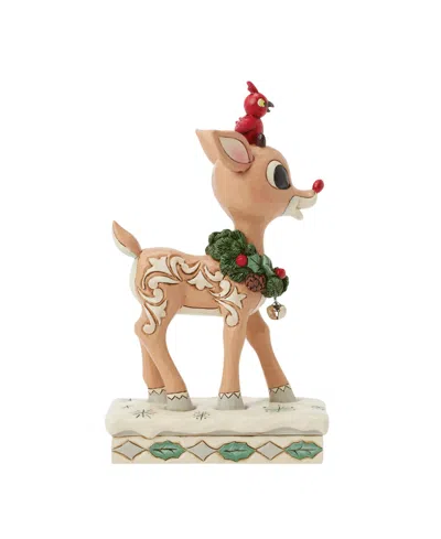 Jim Shore Woodland Rudolph With Red Bird Figurine In Multi