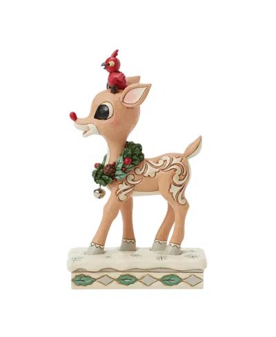 Jim Shore Woodland Rudolph With Red Bird Figurine In Multi