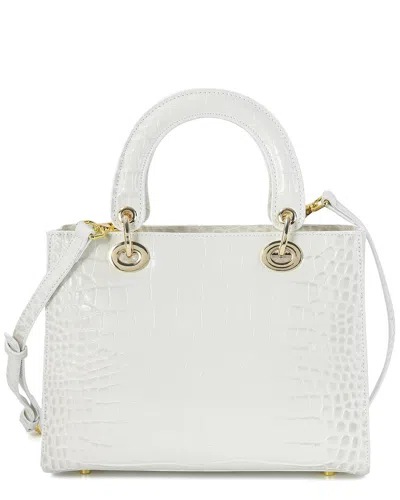 Tiffany & Fred Paris Alligator-embossed Leather Satchel In White