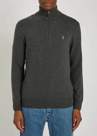 Polo Ralph Lauren Embroidered-logo Zip-up Cardigan In Black