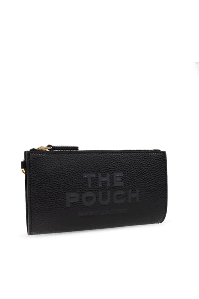 Marc Jacobs Rectangular Leather Clutch Wrist Strap In Black