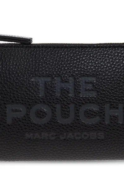 Marc Jacobs Rectangular Leather Clutch Wrist Strap In Black