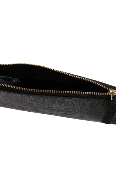 Marc Jacobs Rectangular Leather Clutch Wrist Strap In Black