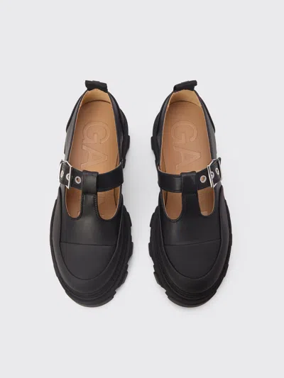 Ganni Women Cleated Mary-jane Shoes In Black