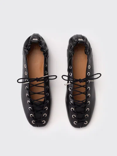 Ganni Lace Up Ballerina | In Black