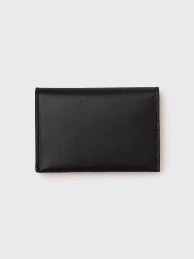 Acne Studios Navy Folded Leather Card Holder In Black