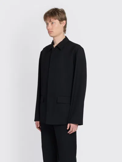 Rier Poplin Wool Jacket In Black