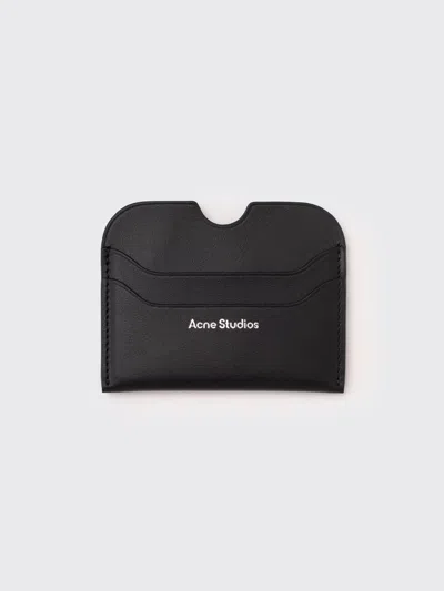 Acne Studios Black Card Holder With Laminated Logo At The Front In Smooth Leather Donna In Black