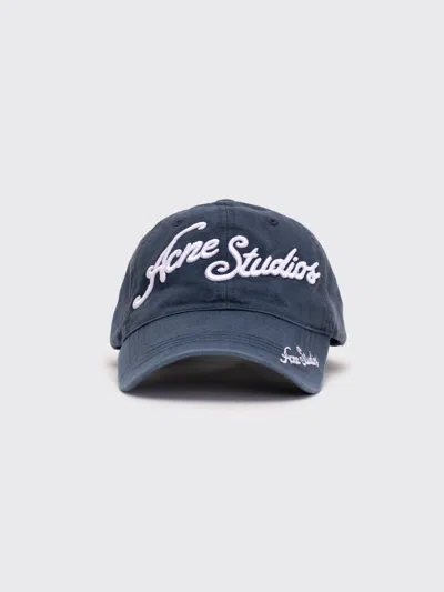 Acne Studios Logo Cap In Blue