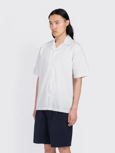 Norse Projects Mads Poplin Stripe Short Sleeve In White
