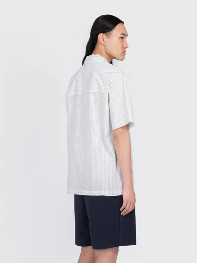 Norse Projects Mads Poplin Stripe Short Sleeve In White