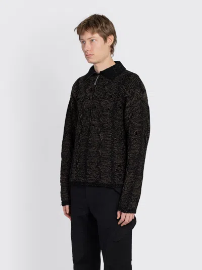 Roa Polo Cable Knit In Black