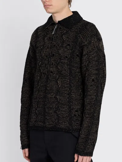 Roa Polo Cable Knit In Black