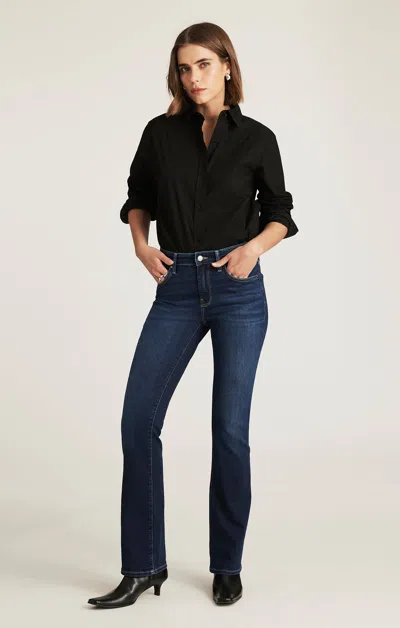 Mavi Molly Mid Rise Bootcut Jeans In Deep Brushed Feather Luxe In Black