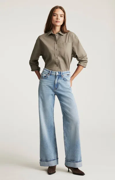 Mavi Florida Wide Leg In Light Brushed Classic Blue In Gray