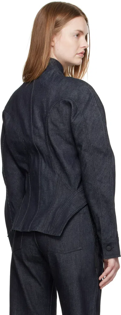 Mugler Button-fastening Sculptural Cinched Jacket In Black