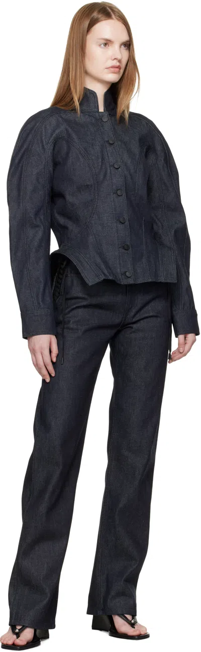 Mugler Button-fastening Sculptural Cinched Jacket In Black