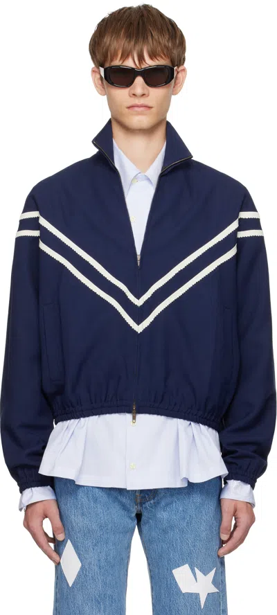 Stefan Cooke Navy Pinking Corded Jacket In Blue