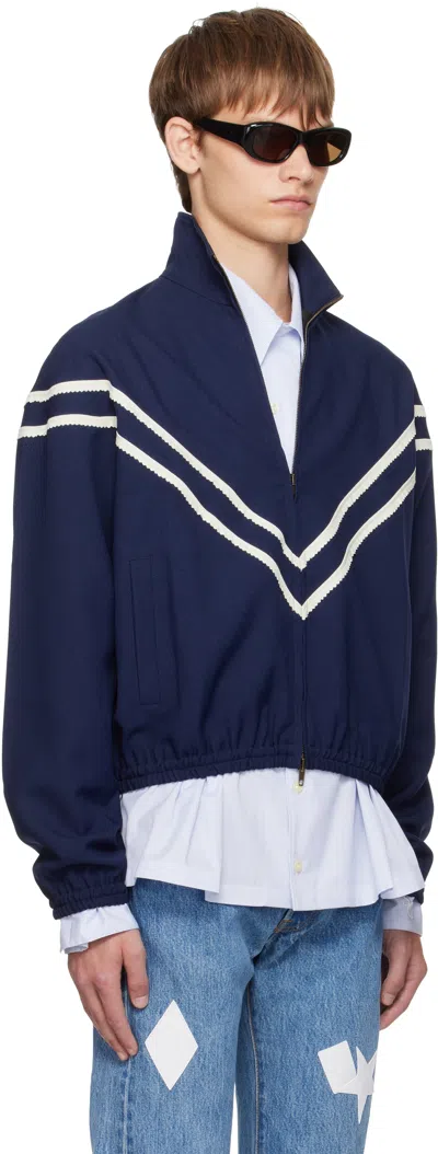 Stefan Cooke Navy Pinking Corded Jacket In Blue