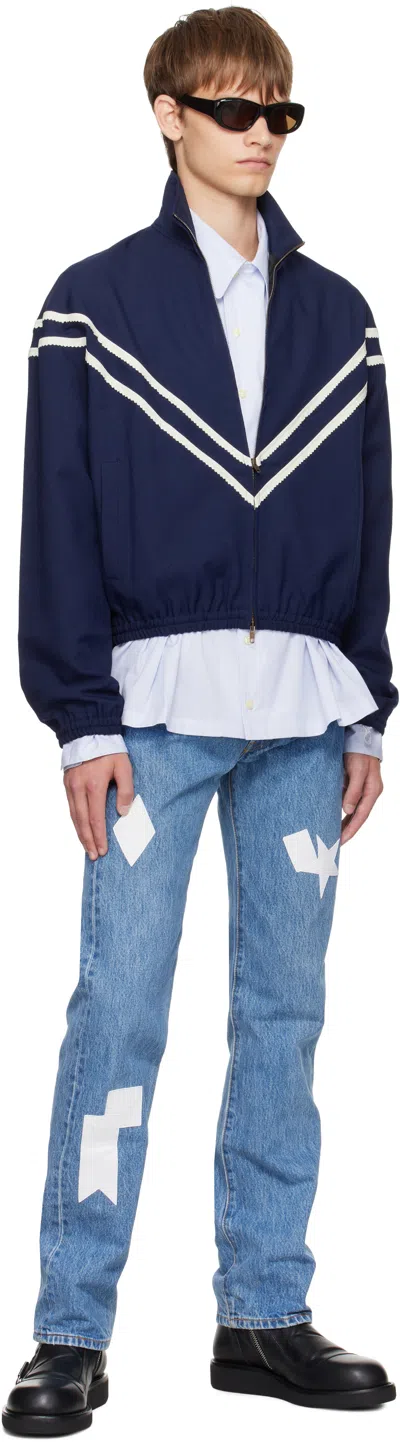 Stefan Cooke Navy Pinking Corded Jacket In Blue