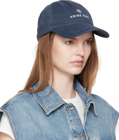 Anine Bing Womens Washed Navy Jeremy Cotton Baseball Cap In Blue