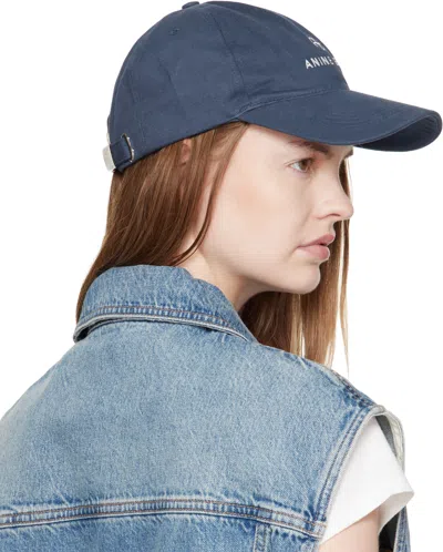 Anine Bing Womens Washed Navy Jeremy Cotton Baseball Cap In Blue