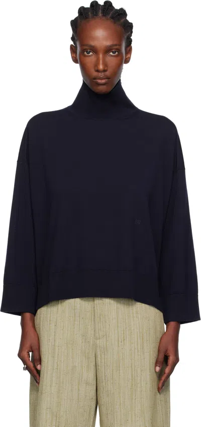 Bottega Veneta Navy Classic Wool Turtleneck In Gold